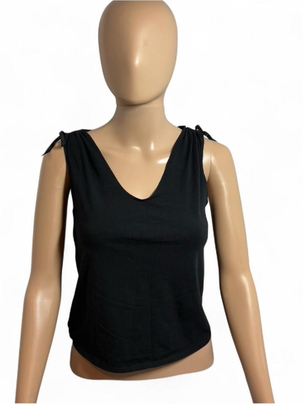 Banana Republic Black V-Neck Tie-Shoulder Tank Top